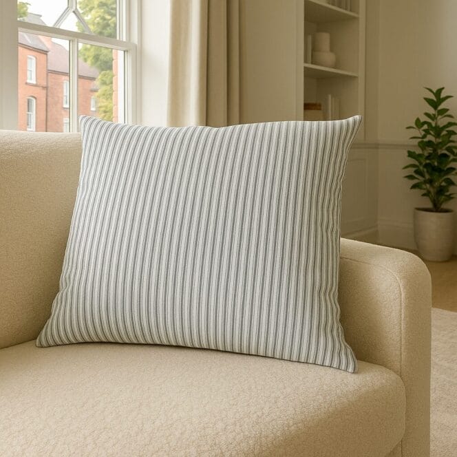 Ian Mankin Skinny Ticking Stripe Dark Grey Cushion