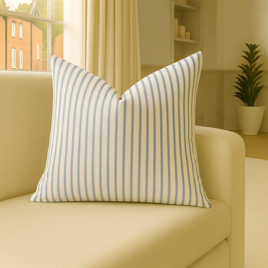 Ian Mankin Ticking Stripe Sky Cushion Ian Mankin Ticking Stripe Sky Cushion