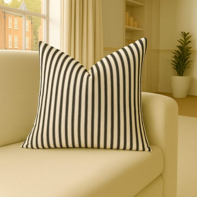 Ian Mankin Ticking Stripe Black Cushion