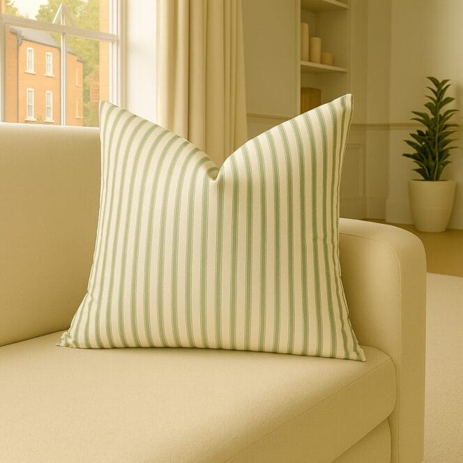 Ian Mankin Ticking Stripe 2 Sage Cushion