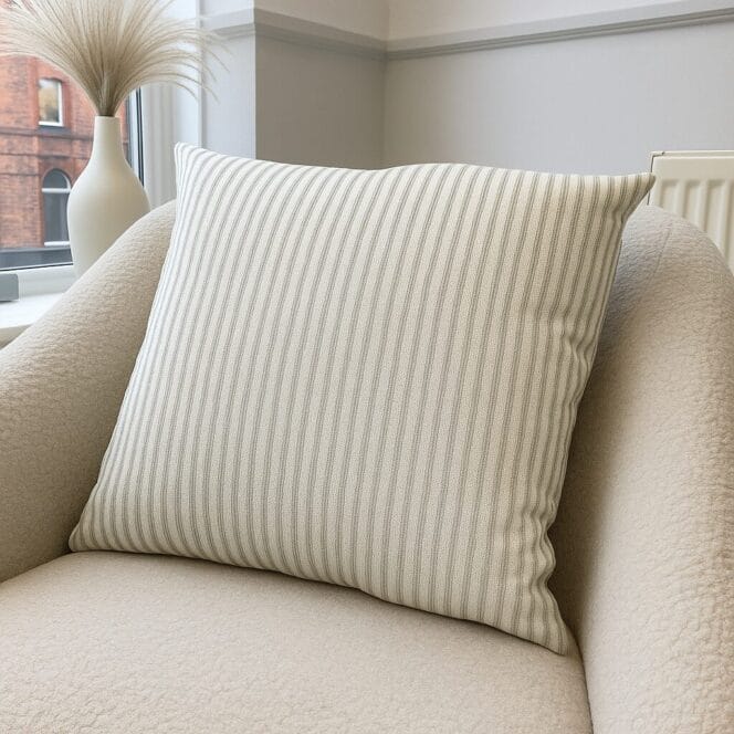 Ian Mankin Skinny Ticking Stripe Grey Cushion