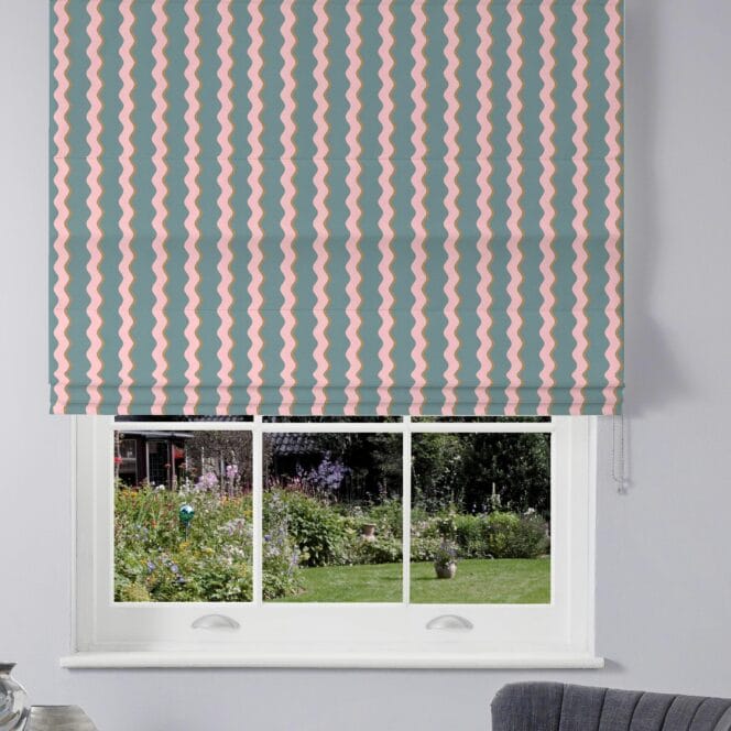 Woodchip & Magnolia Cari Wave Marine Blue Linen Roman Blind