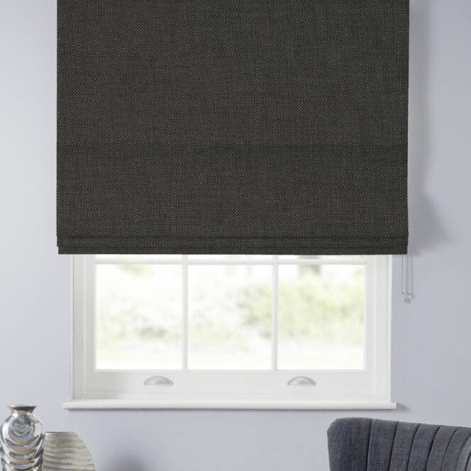 Rustic Charcoal Roman Blind