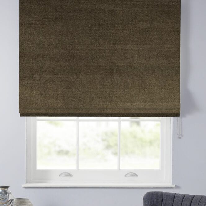 Velour Walnut Roman Blind