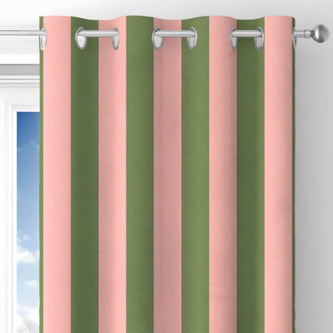 Woodchip & Magnolia Awning Stripe Pickle Pink Curtains