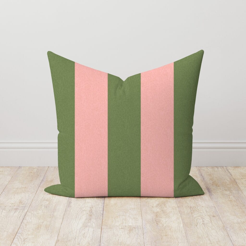 Woodchip & Magnolia Awning Stripe Pickle Pink Linen Cushion
