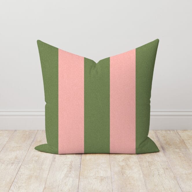 Woodchip & Magnolia Awning Stripe Pickle Pink Linen Cushion