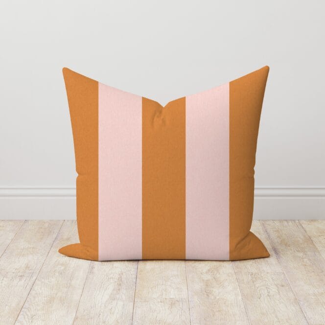 Woodchip & Magnolia Awning Stripe Pink Cloud Gorse Linen Cushion
