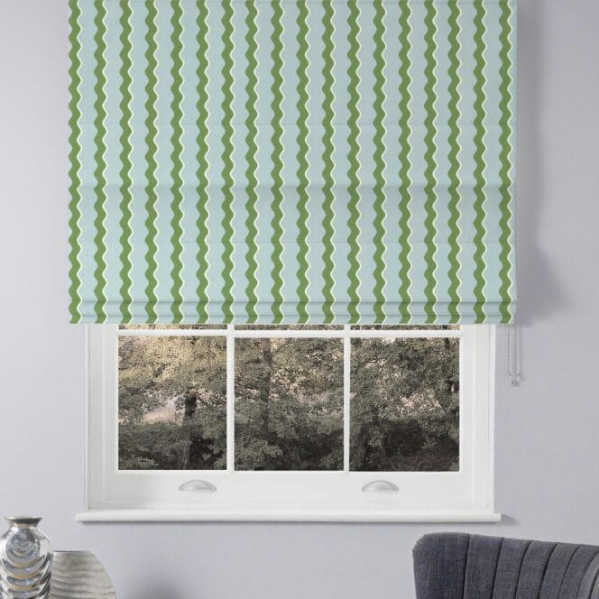 Woodchip & Magnolia Cari Wave Pacific Blue Linen Roman Blind