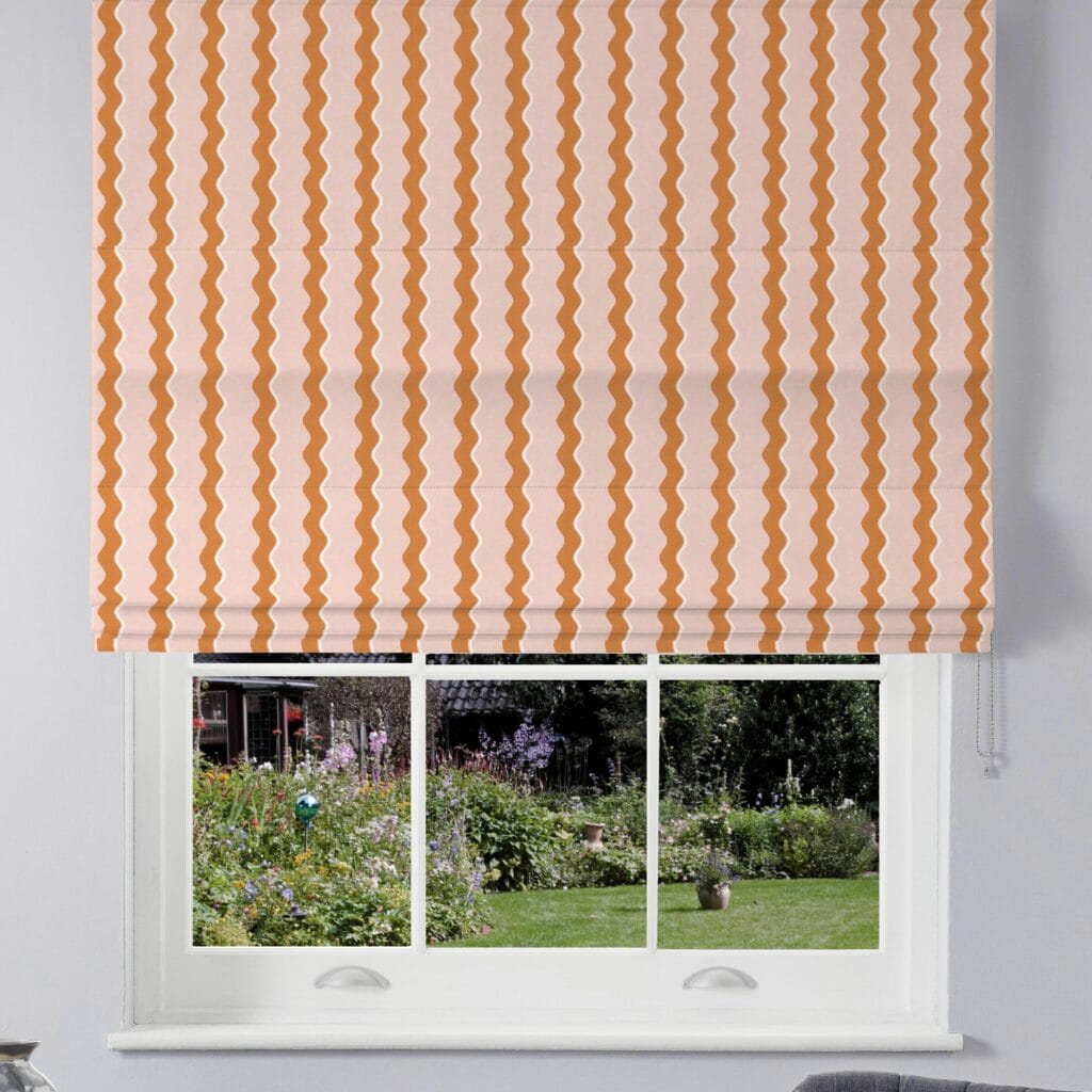 Woodchip & Magnolia Cari Wave Gorse Pink Cloud Linen Roman Blind