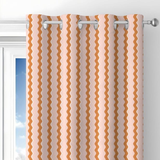 Woodchip & Magnolia Cari Wave Gorse Pink Cloud Curtains