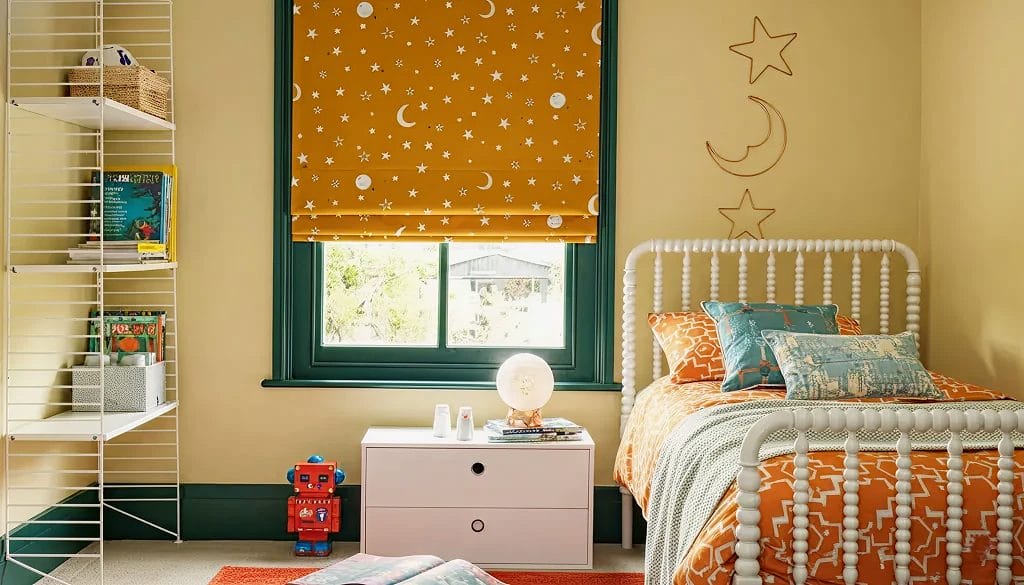 Roman blinds in a childs bedroom