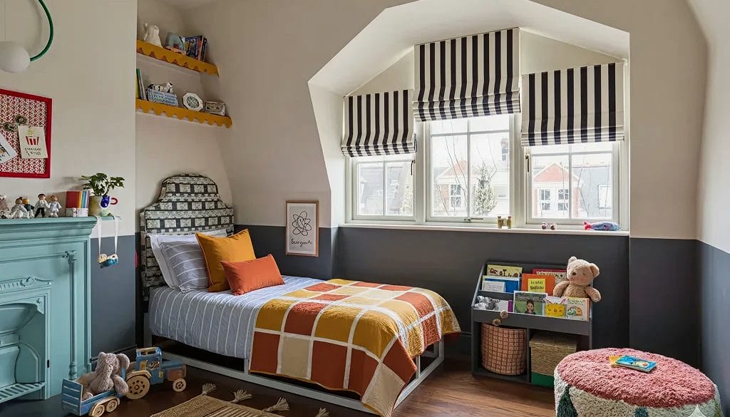 Roman blinds in a childs bedroom