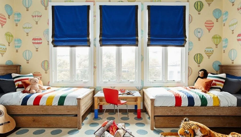 Roman blinds in a childs bedroom