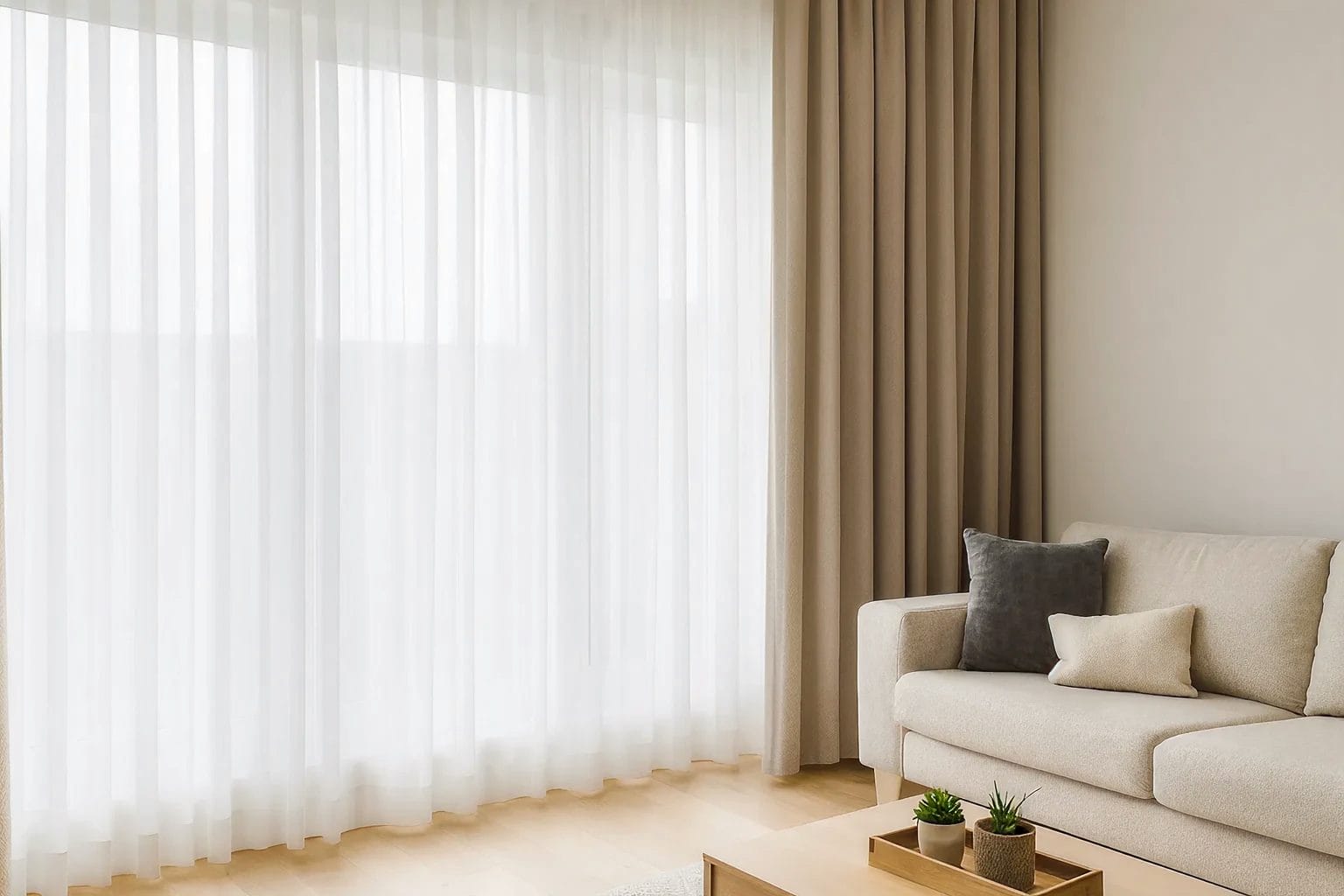 Sheer Curtains layered with made-to-measure curtains