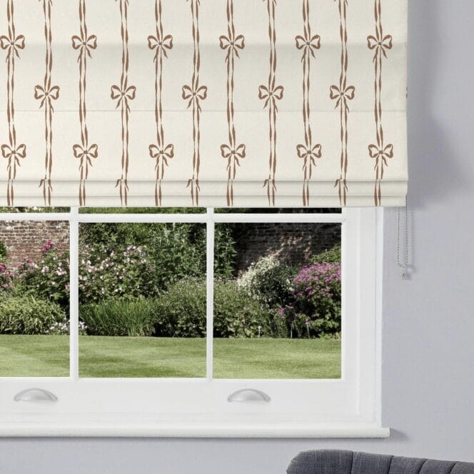 Woodchip & Magnolia Bow Peep Cedar Linen Roman Blind Woodchip & Magnolia Bow Peep Cedar Linen Roman Blind