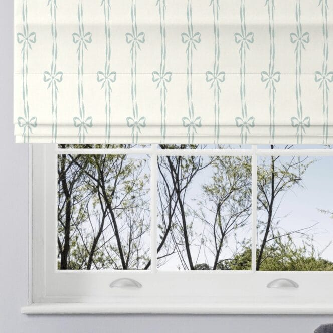 Woodchip & Magnolia Bow Peep Turton Linen Roman Blind Woodchip & Magnolia Bow Peep Turton Linen Roman Blind