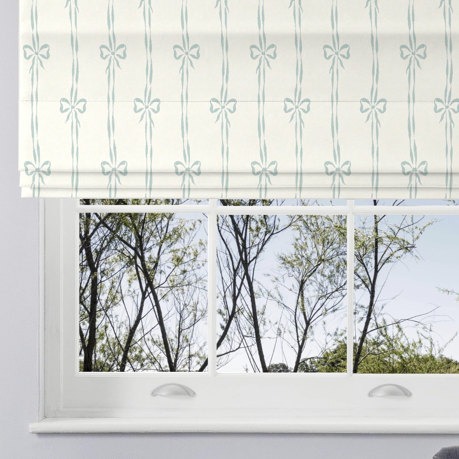Woodchip & Magnolia Bow Peep Turton Linen Roman Blind Woodchip & Magnolia Bow Peep Turton Linen Roman Blind