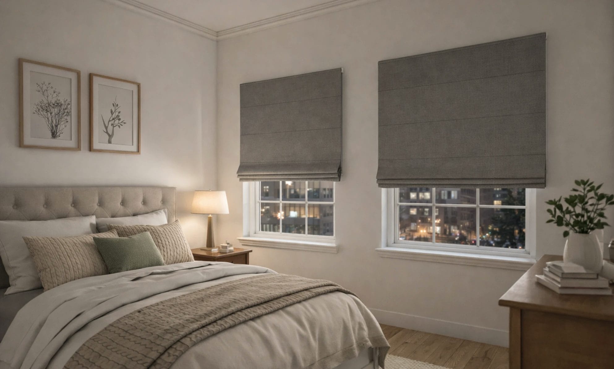 Bedroom with thermal blinds