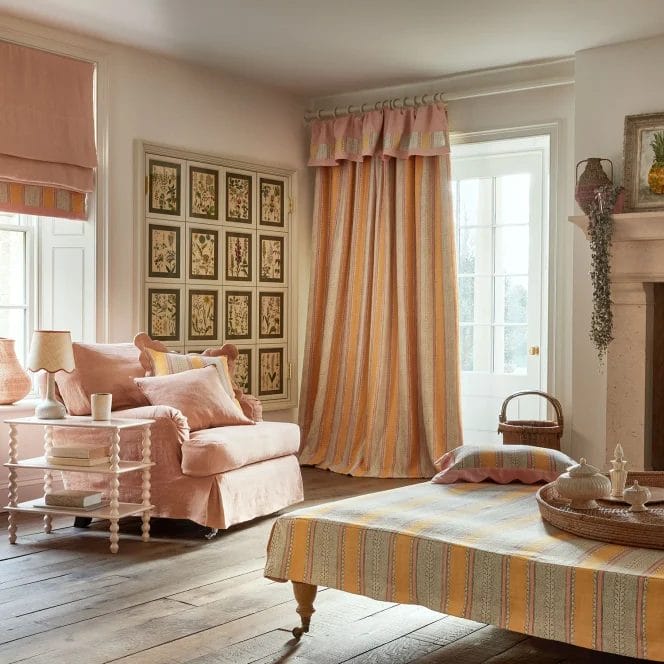 Linwood Dimity Mango Curtains