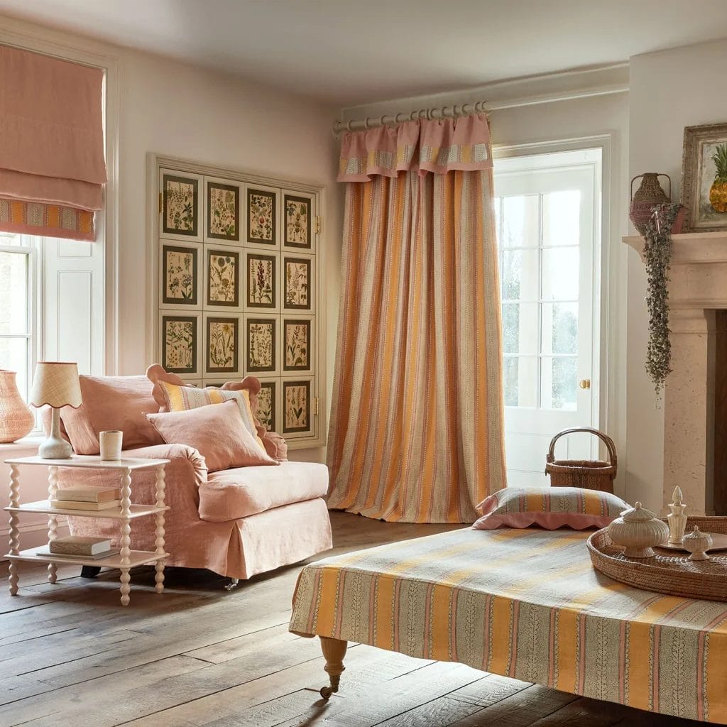 Linwood Dimity Mango Curtains Linwood Dimity Mango Curtains