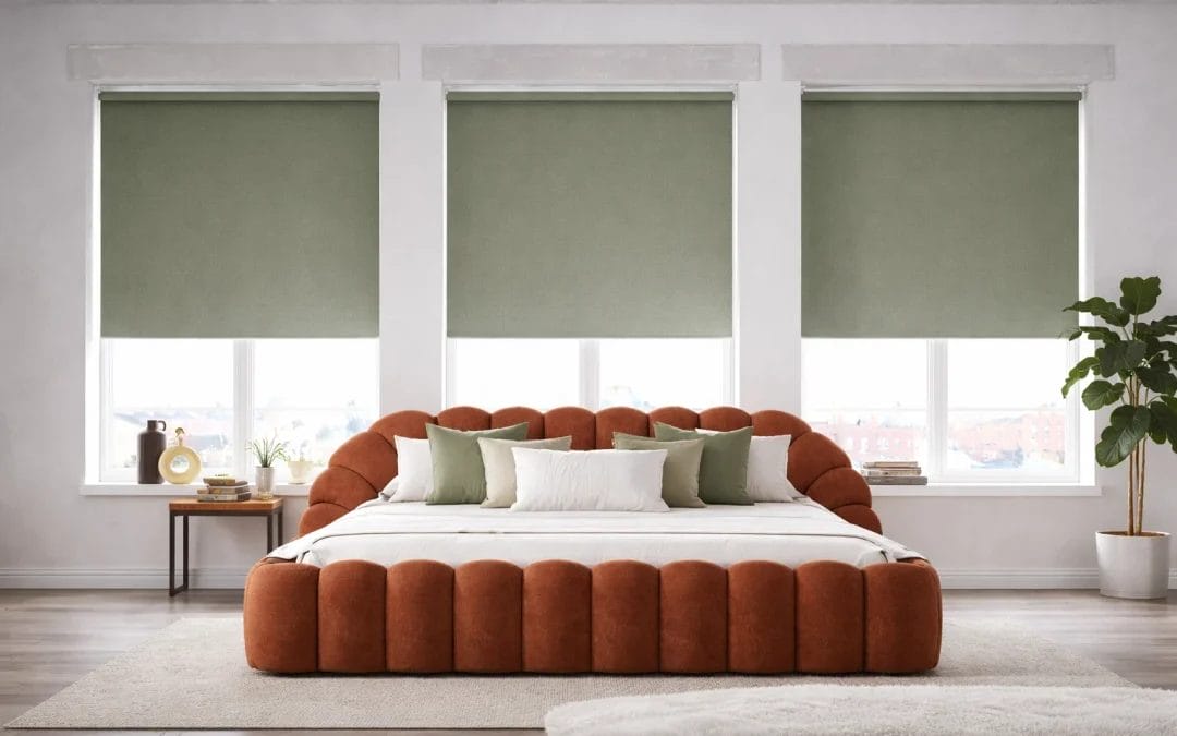 Roller blinds in bedroom