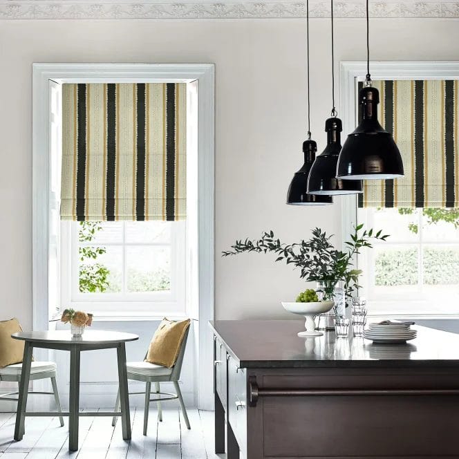 Linwood Dimity Charcoal Roman Blind