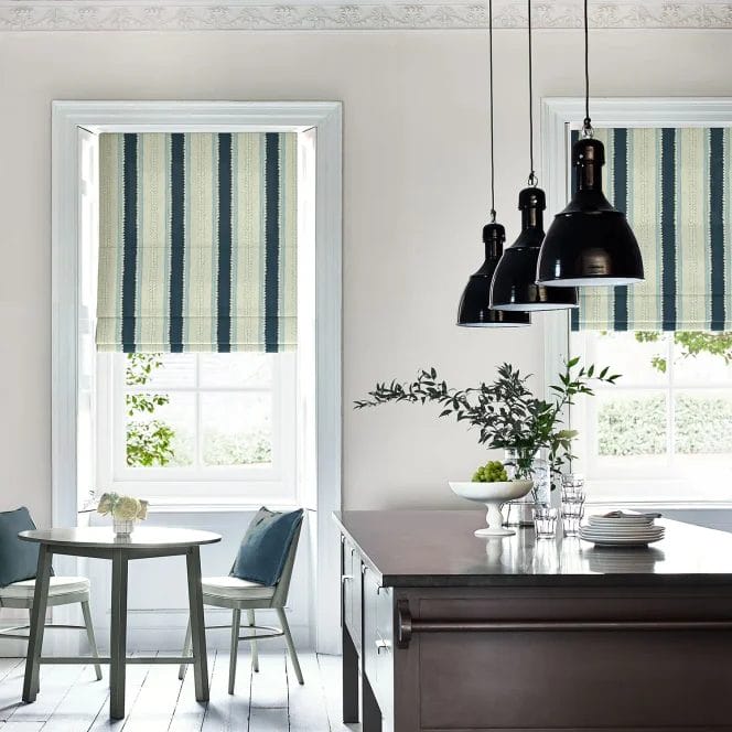 Linwood Dimity Indigo Roman Blind