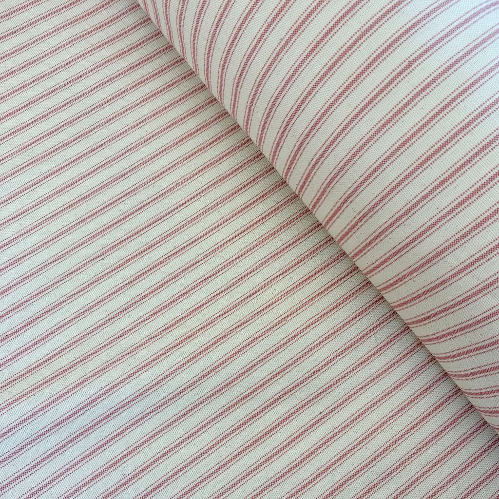 Sewing House Ticking Stripe Soft Red Fabric Sewing House Ticking Stripe Soft Red Fabric